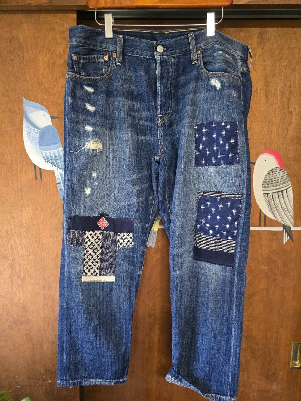 Levis 501 with Boro Patches W 31 (Actual 34"x 25")